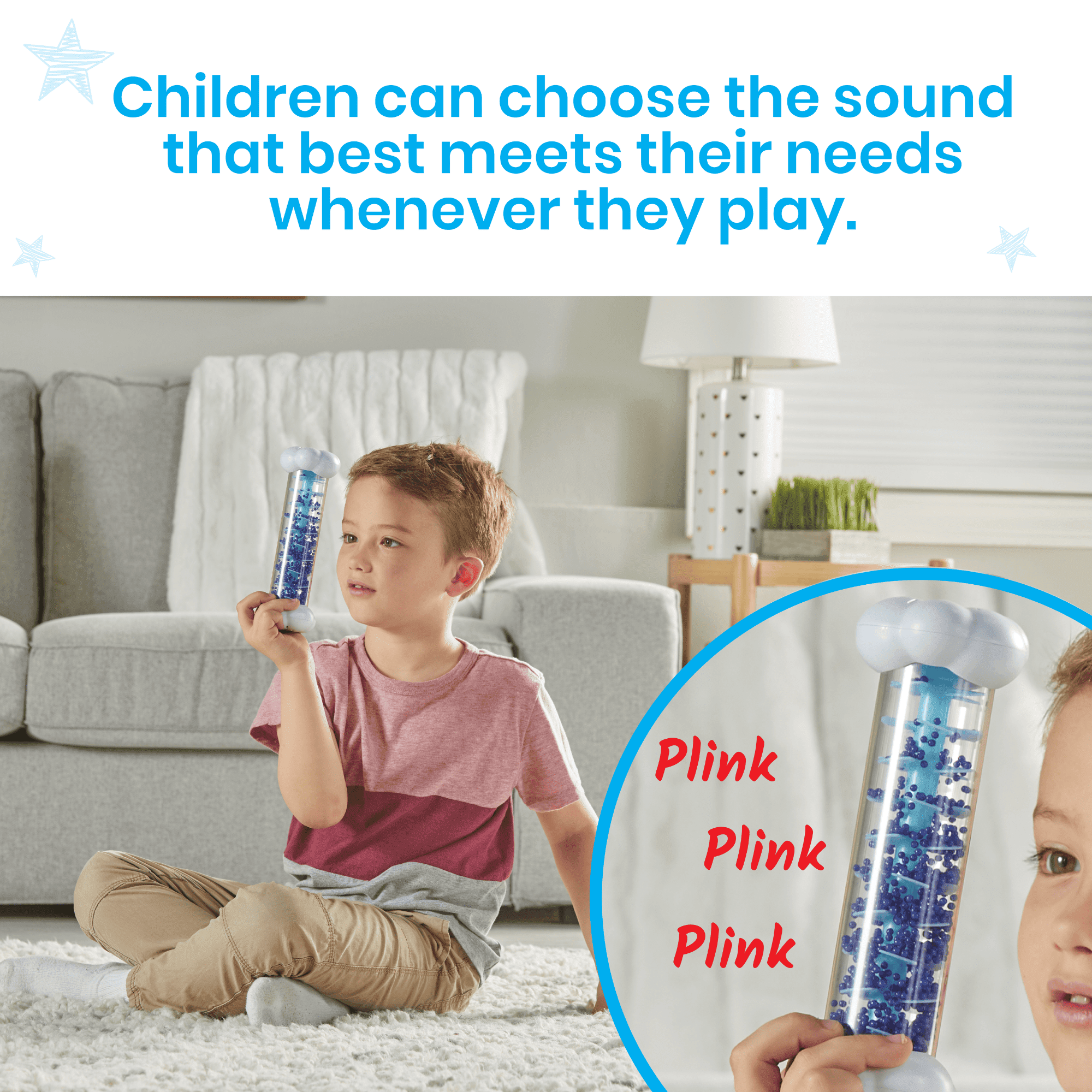 hand2mind Sounds of Rain Sensory Tubes, Calming Corner Items Kids, Fidget Toys for Kids