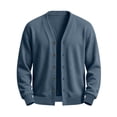 thumbnail image 4 of cllios Cardigan Sweaters for Men V Neck Casual Lightweight Button Down Knitted Cardigan Sweater Solid Color Long Sleeve Cardigans Navy S-XXXL, 4 of 6