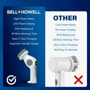 Bell + Howell Scrubtastic Pro Electric Spin Scrubber, Electric Shower Scrubber, Rechargeable, Multipurpose Extendable Tile Cleaner, Floor & Grout Bathtub Power Scrubber with 3 Rotating Brush Heads