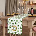 thumbnail image 2 of Saint Patrick's Day Table Runner, Horseshoe Green Botanical Clovers Leaf Cotton Linen Table Runners 72 Inches Long, Dresser Scarf Runner for Dining/Coffee/Kitchen/TV Stands/Cabinets 13''x72'', 2 of 9