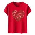 thumbnail image 4 of Maqroz Women's Short Sleeve Crew Neck Tops Floral Heart Graphic Tee Casual Summer Printed T-Shirt Cute Valentine Love Top Basic Soft Cotton Blouse Daily Wear, 4 of 5