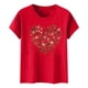 thumbnail image 5 of Primavera Top Mujeres de Moda de Cuello Redondo con Patrones de Corazón de Manga Corta Camiseta Top para Uso Diario Y de Fiesta, 5 of 5