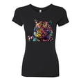 thumbnail image 2 of Wild Bobby Colorful Rainbow Siberian Tiger Animal Lover Women Slim Fit Junior Tee, Black, Small, 2 of 5