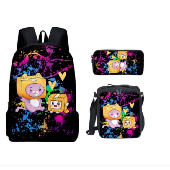 Lightweight Travel Backpack3-Piece Backpack Set:Bag   Lunch Bag   Pencil Case Roblox Cute 3D Cartoon Theme Waterproof Backpack,