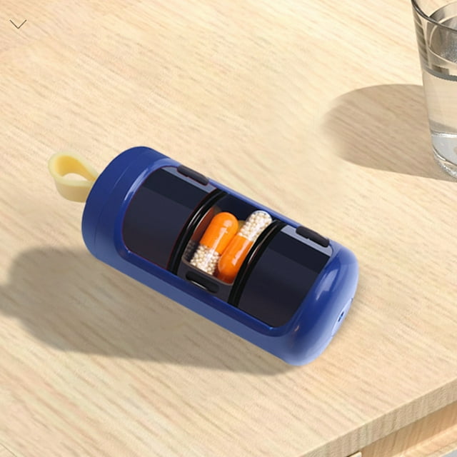 Pastillero portátil de 3 compartimentos - Estuche de viaje con tapas deslizantes, compacto y hermético para pastillas y vitaminas, plástico apto para uso alimentario, 9 x 3,5 x 3,5 cm