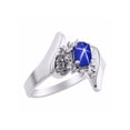 thumbnail image 4 of Rylos Floral Designer Ring with 6X4MM Oval Gemstone & Sparkling Diamonds in Sterling Silver- Birthstone Blue Star Sapphire Jewelry Size 7, 4 of 7