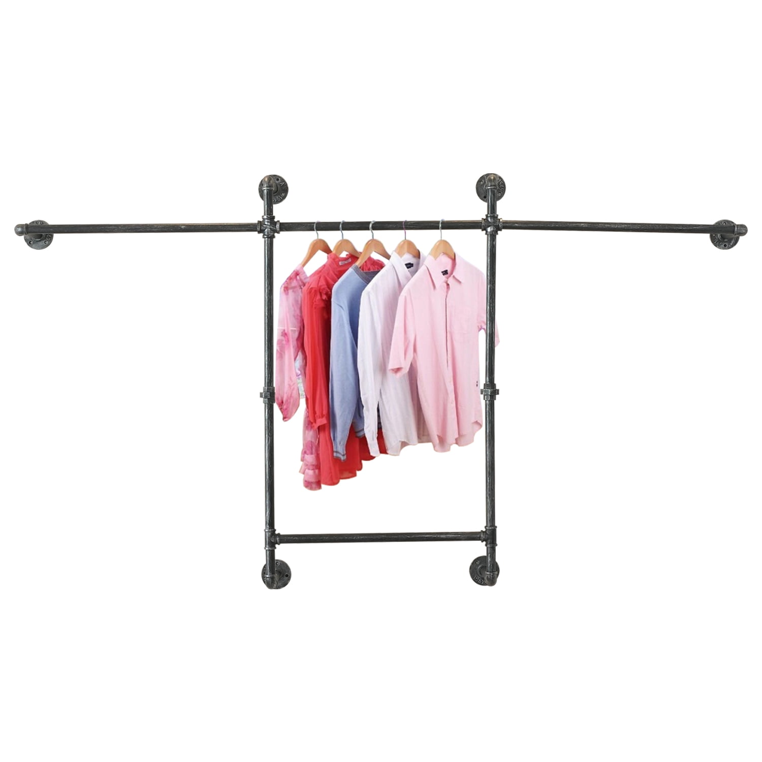 Wall Mounted Clothes Rail In Industrial Loft Design, Industrial Pipe Clothes Rack, MultiPurpose