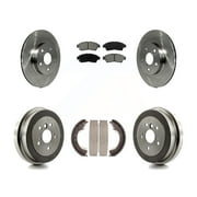 Transit Auto - Front Rear Disc Brake Rotors Semi-Metallic Pads And Drum Kit For 1996-2000 Toyota RAV4 K8S-103309