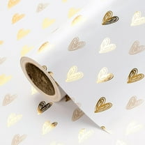 30 Inch Jumbo Heart Wrapping Paper Roll - 30 Inch x 16.5 Feet - Gold Foil Heart Design for Valentines Day, Wedding, Bridal Shower, Birthday, Baby Shower