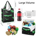 thumbnail image 3 of 5 Pack Foldable Shopping Bag,Black Halloween Bats with Green Reusable Grocery Bags with Pockets,Large Reusable Tote Bags with Handles Waterproof & Lightweight, 3 of 6