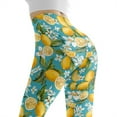 thumbnail image 5 of DISNIMO Lemon Floral Printed Yoga Pants Leggings for Women, Athletic High Waisted Leggings Tummy Control, Soft Workout Yoga Pants for Workout Sport, Blue and Yellow, XL, 5 of 6
