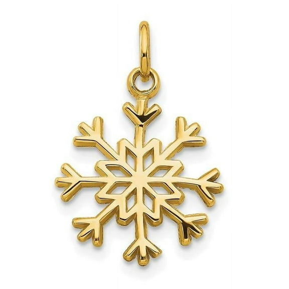 Finest Gold 10K Yellow Gold Solid Polished Snowflake Charm