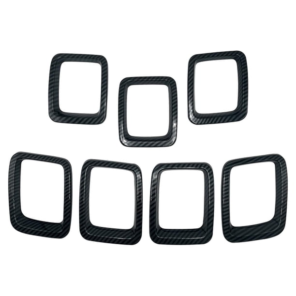 7x cubierta de parrilla delantera de coche cubiertas de inserciones de parrilla duraderas para patrón de carbono