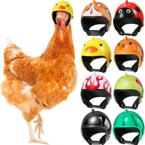 Pack of 8 Pet Safety Helmet 1.57 x 1.77 Inch Funny Bird Hens Hat Headwear, 6 Styles Small Pet Hard Hat Costumes Accessories for Chicken Bird Parrot Parakeet