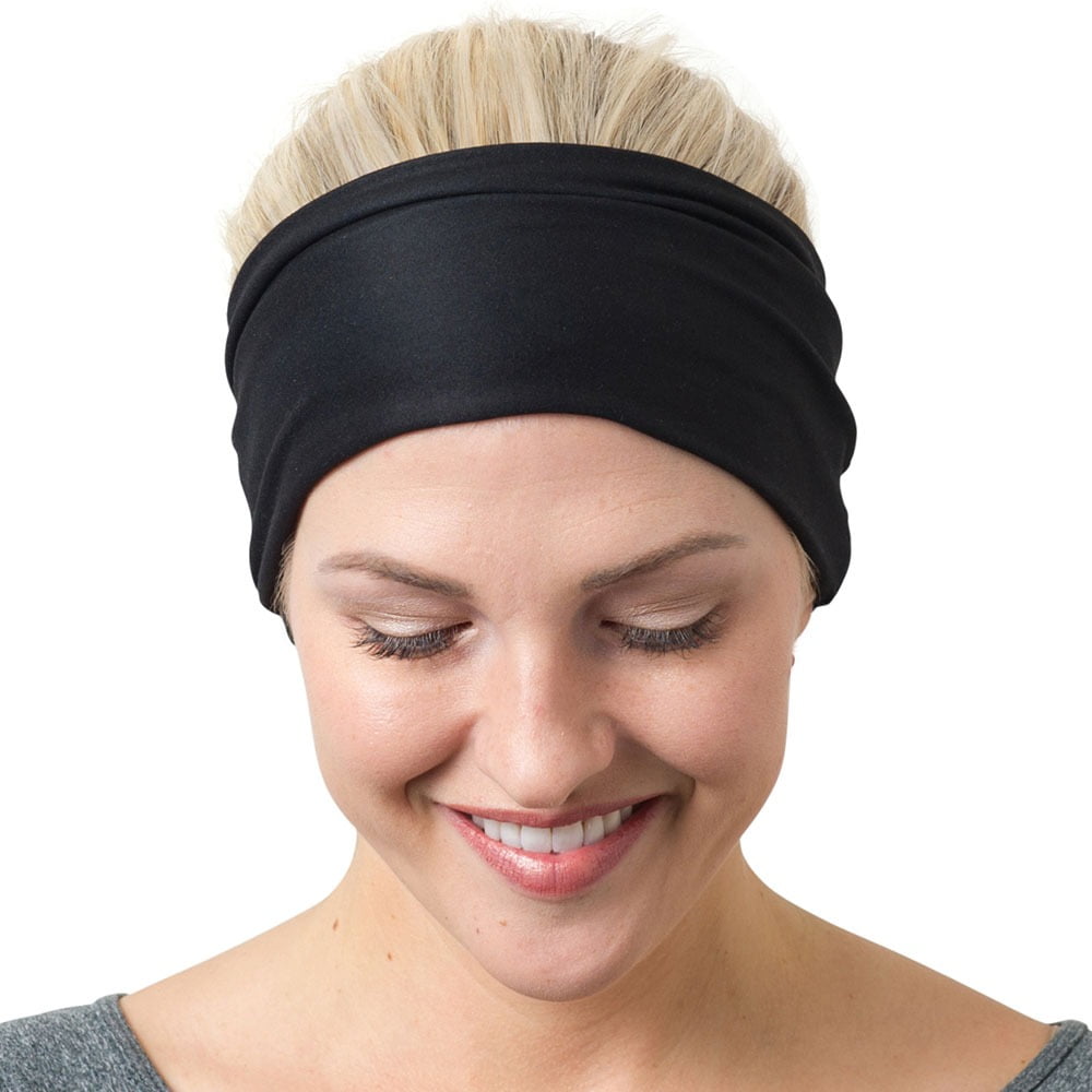 RiptGear RiptGear Yoga Headbands for Women and Men Black Solid