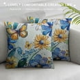 thumbnail image 3 of Fenyluxe Blue and Yellow Floral Pillow Covers ,White Vintage Daisy Flower and Butterfly Spring Throw Pillow Covers Home Sweet Home Pillowcase for Home Couch Decorative Pillow Covers 18x18in, 3 of 5