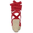 thumbnail image 4 of BLISSFUL STEP Women's Lace Up Wedge Strappy Espadrilles Sandals Red US 9, 4 of 7