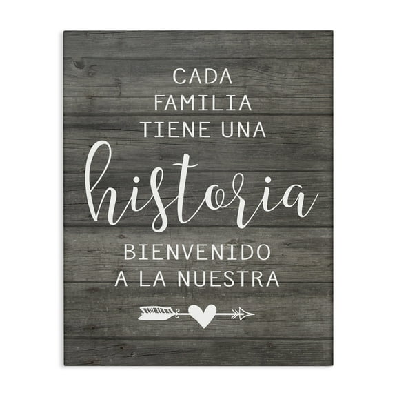 Stupell Industries Nuestra Historia Familiar Inspirational Quotes & Sayings Painting Wrapped Canvas Art Print Wall Art, 16 x 20