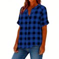 thumbnail image 3 of ZQGJB Plus Size Women's Short Sleeve Plaid Shirts Henley Tops Lightweight Dressy Casual Tunic Blouse Trendy Summer Clothes Spring Vacation Outfits, 3 of 7