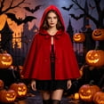 thumbnail image 5 of KICILVS Womens Cape Hooded Short Tie Front Drawstring Front Open Cover Cloak Gothic Halloween Cosplay Costume Cloak, 5 of 5