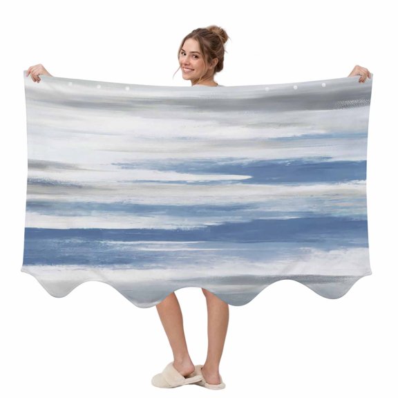 Blue Grey Wearable Blanket, Abstract Vintage Ombre Mottled Texture Farmhouse Plush Thick Cozy Flannel Oversized Adult Throw Body Wearable Blankets with Pocket Gifts for Women Men 45x64in