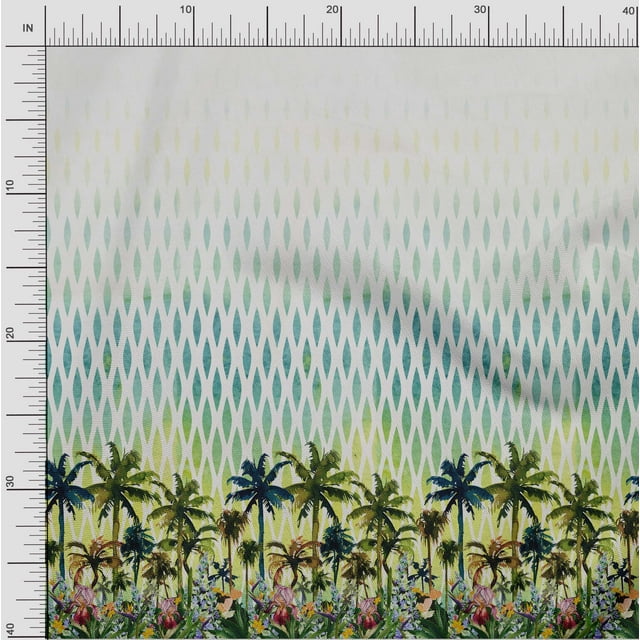 oneOone Organic Cotton Poplin Twill Fabric Geometric|Tree & Floral Panel Decor Fabric Printed BTY 42 Inch Wide