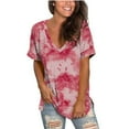 thumbnail image 2 of Clothes under $5 asdoklhq Long Sleeve T-Shirts for Women,Womens Fashion Plus Size Gradient Color V-Neck Short Sleeve T-Shirt Tops Blouse, 2 of 8