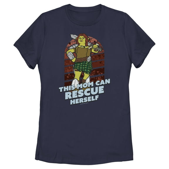 Women's Shrek This Mom Can Rescue Herself  Graphic Tee Navy Blue Medium