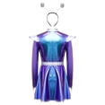 thumbnail image 2 of Sholeno Girls Shiny Metallic Outer Space Alien Outfits Blue 6, 2 of 7