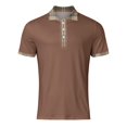 thumbnail image 4 of Cathalem Mens Knit Polo Shirts Classic Button Basic Short Sleeve Shirt Solid Color Cotton Tees Golf Stylish Tops,Coffee XXXXL, 4 of 4