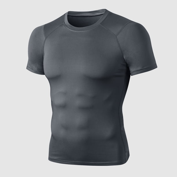 Camiseta deportiva para hombre, camisetas delgadas elásticas de secado rápido, cuello redondo, manga Abanopi Camiseta de los hombres