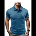 thumbnail image 1 of Camisetas de Corta para Hombre, Informales, Absorbentes de Humedad, de Golf, Ajustadas, Básicas, con Bolsillo. Azul XL, 1 of 7