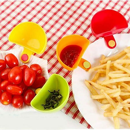 

Mittory 4PCS Assorted Seasoning Sugar Salad Tomato Sauce Dishes Kitchen Clip Bowl Dip Red Yellow Green Orange