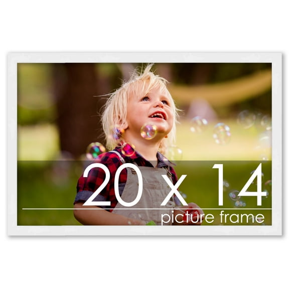 20x14 White Wood Picture Frame - UV Acrylic, Foam Board Backing, Hanging Hardware