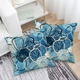 thumbnail image 2 of Blue Abstract Floral Pillow Covers 16x16 Inch Set of 2, Black White Blue Geometric Line Flowers Home Decor Pillowcase for Couch Sofa Living Room Porch Patio Outdoor, 2 of 5