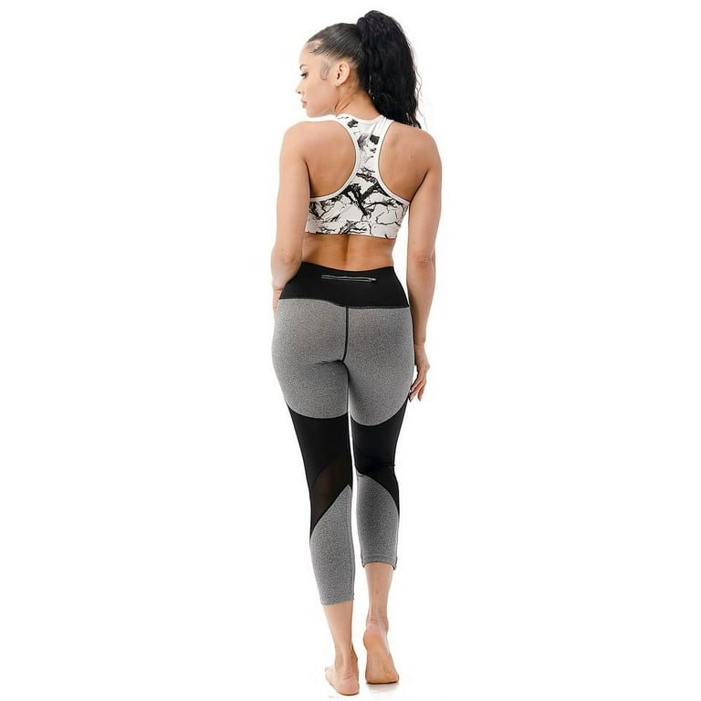 Women's Sports Bra Gym Sportswear Workout Yoga Activewear Tops White Grey  Marble X-Large