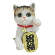 Japanese Luck And Fortune Charm Beckoning White Calico Cat Maneki Neko Figurine