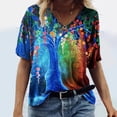thumbnail image 1 of SMihono Hauts pour Femmes Été Décontracté Mode Féminine T-shirt Imprimé Manches Courtes Blouse Col Rond Hauts Décontractés T-shirt Oversize pour Femmes 2023, 1 of 4