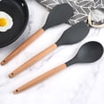 thumbnail image 5 of 12-Piece Kitchen Silicone Cooking Utensils Set with Wooden Handles and Storage Cup Pink, Non-Scratch, Dishwasher Safe, Ideal for Daily Cooking and Meal Prep, 5 of 9