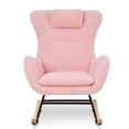 thumbnail image 5 of Newest Rocking Chair Nursery, Teddy Upholstered Rocker Glider Chair with High Backrest, Adjustable Headrest & Pocket, Comfy Glider Chair for Nursery, Bedroom, Living Room, Offices, Rubber wood, pink, 5 of 8