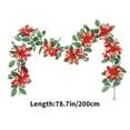 thumbnail image 3 of Luoshdecor Christmas Poinsettia Garland,78.7 in Artificial Holly Leaves Red Berry Poinsettia Garland for Indoor Home Winter Xmas Holiday Fireplace Stairs Decoration, 3 of 6
