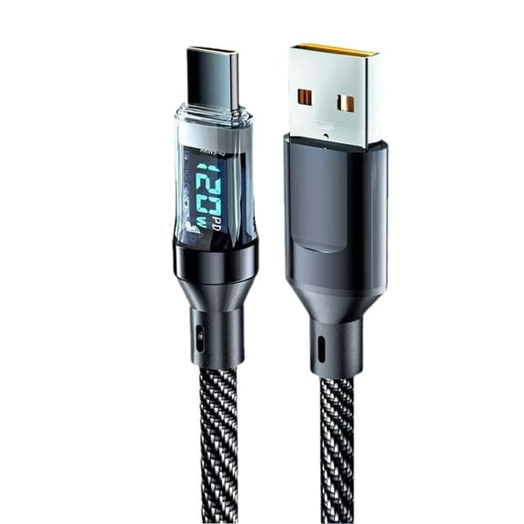 120W USB to Type C Cable Phone Super Fast Charging Cable With LED Display Data Transmission Cord For