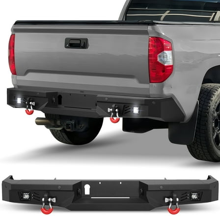 POFENZE Rear Bumper for 2014-2021 Toyota Tundra Truck Bumper w/Step Plate, Fog Lights, License Plate Lights