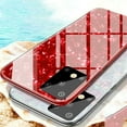 thumbnail image 3 of Glitter Bling Tempered Glass Phone Case For Samsung Galaxy S20 Ultra Marble Cover Hard Shell(Red), 3 of 6