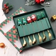 thumbnail image 3 of Christmas Fork Spoon Kit (6Pcs/Set) - Stainless Steel with Gift Box, Xmas Charm Topper, Long Handle Cutlery, 3 of 8
