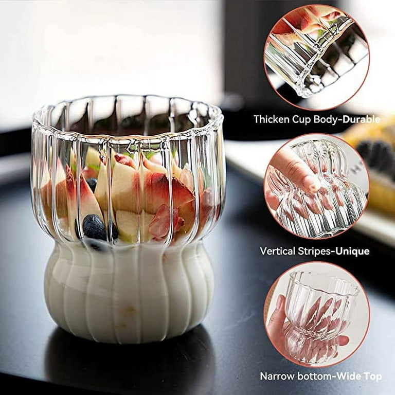 Clear Striped Glass Cup Ripple Drinking Glasses Modern Kitchen