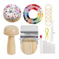 thumbnail image 1 of Hioecau Mini Darning Loom Kit Wooden Darning Mushroom Knit Patch Maker Kit Weaving Loom with 50 Color Threads Large Eye Needles for Mending Socks Sweaters Jeans Handcraft DIY Repair, 1 of 8