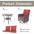thumbnail image 4 of Kullavik 3 Pieces Patio Swivel Rocker Wicker Chairs-Outdoor Swivel Rocking Chairs with 1 Rattan Coffee Table&2 Grey Thickened Cushions Outdoor Furniture Conversation Sets for Patio Garden - Red, 4 of 9