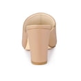 thumbnail image 2 of BLISSFUL STEP Women's Slip on Block Heel Slide Sandals Mules Nude 7, 2 of 8