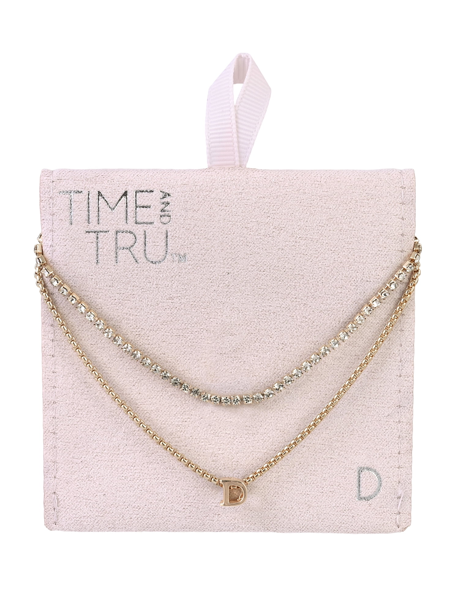 Time and Tru Goldtone 2-Row Rhinestone and Initial "D" Necklace
